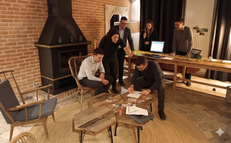 des salariés en team-building Cluedo pendant une journée de séminaire en Centre Val de Loire