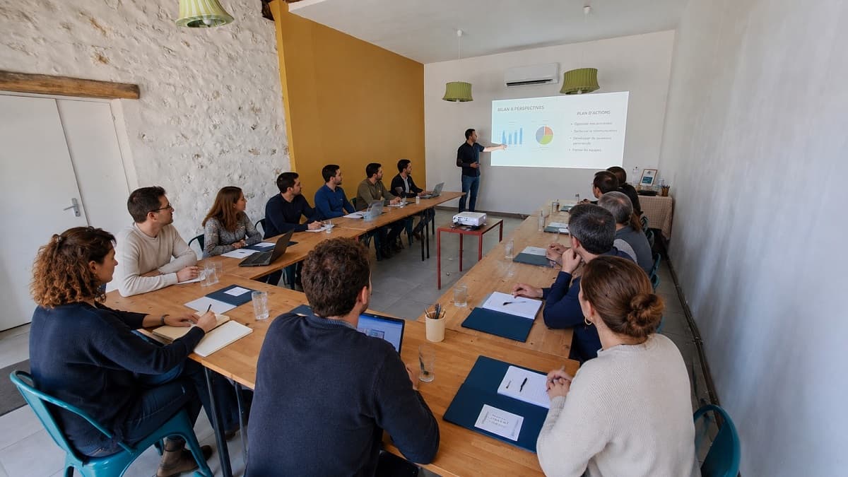 salle de réunion pour séminaire d’entreprise “comme à la maison” au vert